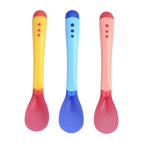 3Pcs/Set Temperature Heat Sensing Thermal Feeding Spoon Kidflatware Feeding Spoons